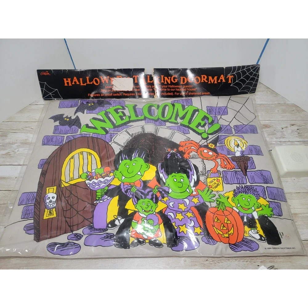 Welcome Halloween Gibson Greetings Vtg 994‎ Talking Doormat Trick Or Treat New